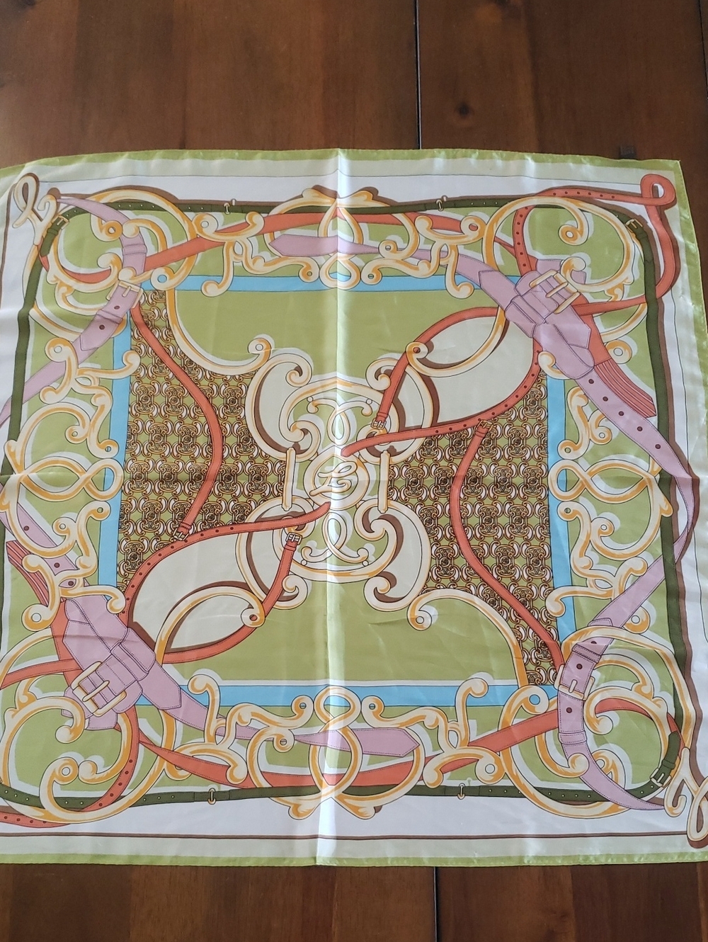 Silk Blend Buckle Print Scarf